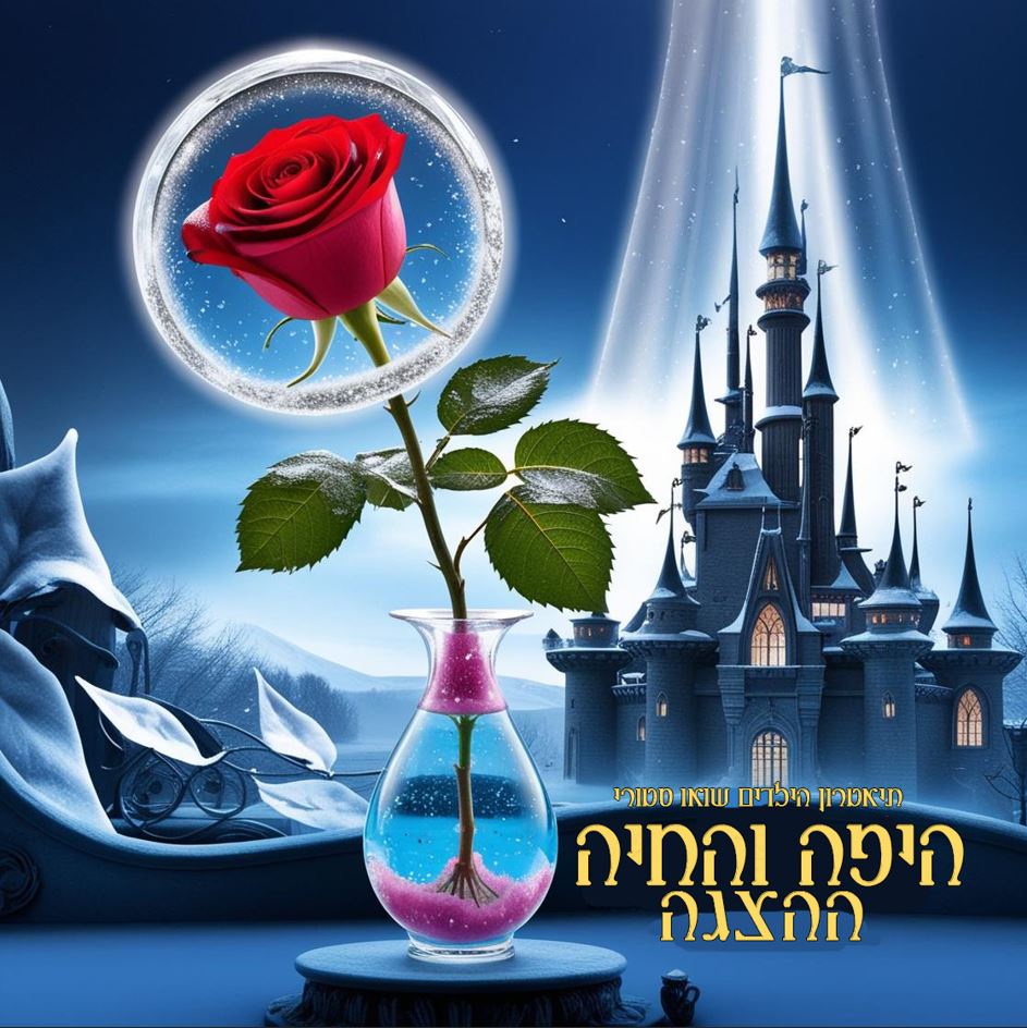 תמונה של ורד בתוך אגרטל ומסביבו טבעת. ברקע טירה עם הילה של אור עליה